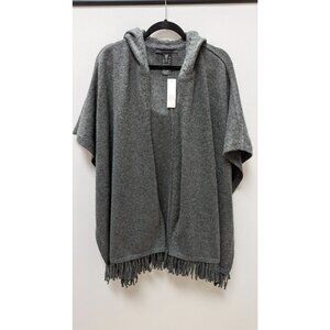 White House Black Market Heather Grey Studded Hooded Ruana